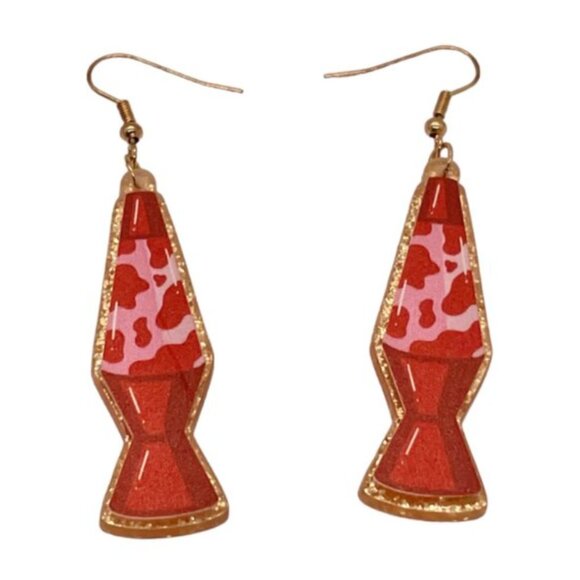 ❤️ FREE Lava Lamp Disco Retro Hippie Hipster Chic Glam Drop Artsy Hip Earrings - Picture 6 of 10